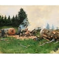 thumbnail image 2 of Jean Béraud 14x12 Black Ornate Wood Framed Double Matted Museum Art Print Titled: Woodman in a Moutain Village, 2 of 5