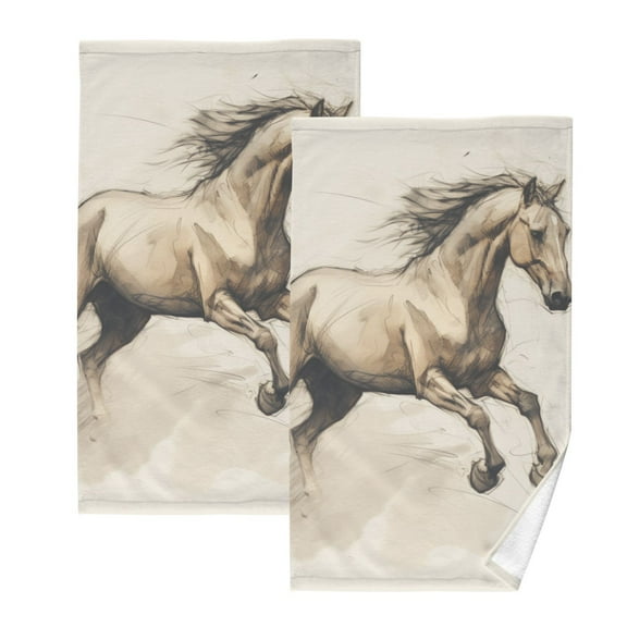 Horse Hand Towel Bath Towels Face Towels Cotton Absorbent for Home Hotel Spa Swimming Yoga Sports Decorative Towel Set of 2