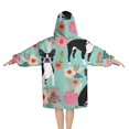 thumbnail image 2 of Green Boston Terrier and Flower Blanket Hoodies for Kids 6-13YR Oversize Wearable Blanket Hoodies for Boys Girls Teens, 2 of 7