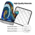 thumbnail image 4 of Xecao Stained Glass Ocean Wave Pattern Oven Mitts and Pot Holders Sets Heat Resistant Silicone Oven Mittens Extra Thicken Long Kitchen Cotton Oven Glove for Cooking, 4 of 7