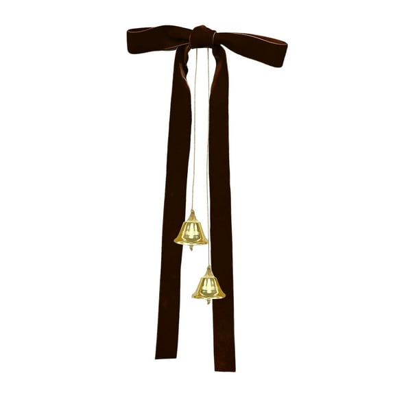 chaungfeng Christmas Velvet Bow Bell Pendant, Christmas Metal Bell with Hanging Ring, Hanging Door Rustic Ornaments for Tree Garland Doors Fireplace Porch Yard Home Decorations