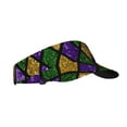 thumbnail image 2 of Easygdp Mardi Gras Shiny Green Purple Stretchy Visor - Unisex Visor Hat for Men and Women, UPF 50 Sun Protection Visor, Ultra-Light, 2 of 8