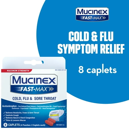 Mucinex Fast-Max Cold, Flu, & Sore Throat Caplets, 8ct