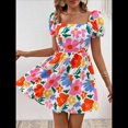 thumbnail image 4 of Vestido Bohemio Acampanado con Mangas Abullonadas y Volantes Fruncidos para Mujer L, 4 of 10
