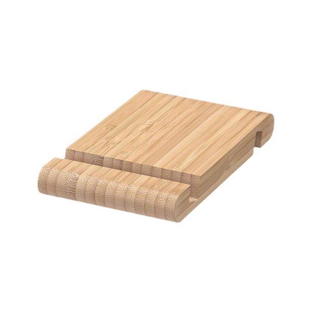 Soporte de teléfono móvil de bambú y madera con ranuras dobles, color de madera natural, base de teléfono móvil para personas perezosas, soporte de teléfono móvil de bambú creativo
