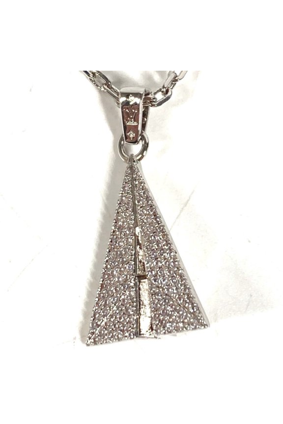 Pre-Owned LOUIS VUITTON M01034 Rhinestone Pendant LV Paperplane Accessory Jewelry Chain...