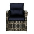 thumbnail image 3 of Maldives 4 PC Rattan Wicker Conversation Seating Group With Navy Blue Cushions, 3 of 11