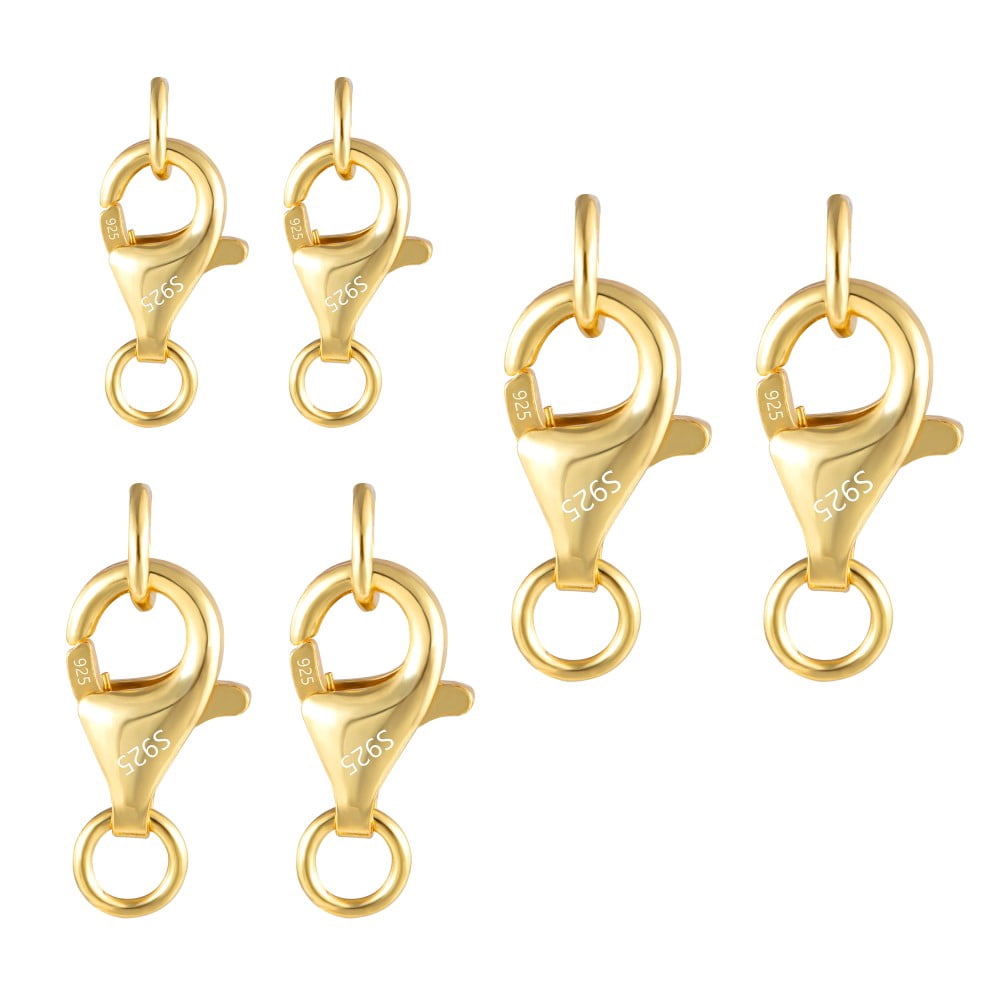 Lancharmed 14K Gold Plated Circle Lobster Clasp 6Pcs Necklace Jewellery Clasp Necklace Extenders for Women Unique Gifts