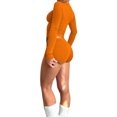 thumbnail image 4 of Diconna Ensemble de Vêtements pour Femmes Shorts Automne Couleur Unie Ajusté Col Rond Manches Longues Crop Tops Shorts 2 Pcs, 4 of 5