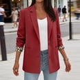 thumbnail image 2 of Women's Single Button Blazer Casual Long Sleeve Fashion Outerwear Red L, 2 of 6