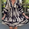 thumbnail image 4 of Puntoco Vestido De Manga Corta Con Cuello En V, Moda Para Mujer, Informal, Con Cuello En V, Estampado, Manga Tres Cuartos, Cintura, Vestido Con Manga Acampanada, Vestido Con Cuello En V, Negro, Xl, 4 of 8
