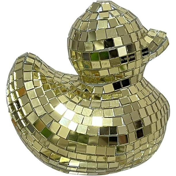 Adornos de pato de discoteca, decoración para fiesta de discoteca con forma de pato, esculturas de pato con bola de espejo reflectante para diseño, accesorios de escenario, bodas, decoración de festiv