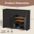 thumbnail image 3 of FANRAL 55" Wide Sideboard Buffet Cabinet with 2 Drawers & 4 Doors,Fluted Design with Adjustable Shelves for Living Room Kitchen Dining Room,Black Storage Cabinet, 3 of 9