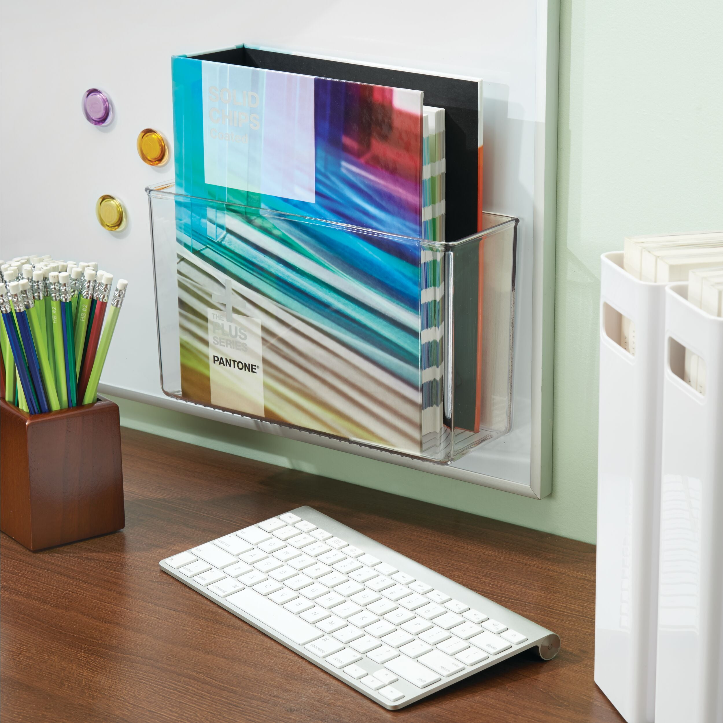 iDesign Adhesive Organizer Bin - Damage-Free Hanging for Kitchen, Bathroom, Office, Bedroom, and Craft Room