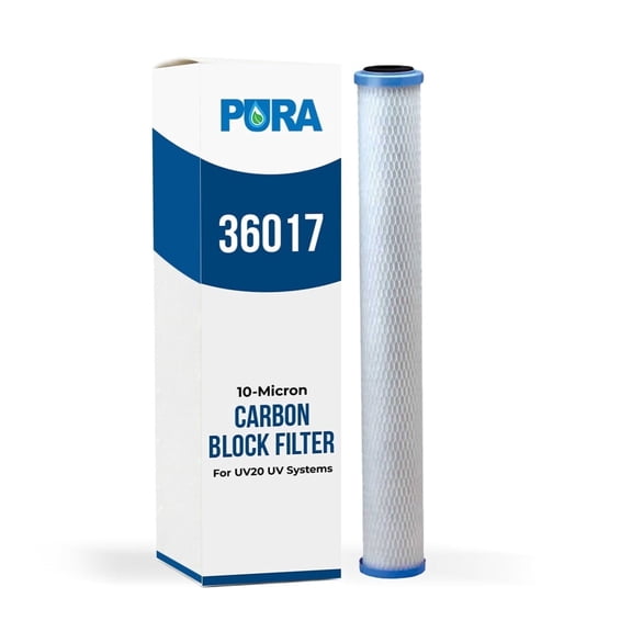 Pura 36017 10-Micron Carbon Block Filter Cartridge, 2.5 × 20, Fits UV20-3