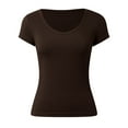 thumbnail image 4 of NJGRAE Plus Size Tops for Women Women’S Slub Knit T-Shirts Women's Summer Top Solid Color Versatile Fashion Short Sleeved Top Seamless Workout T-Shirts Xxl, 4 of 5