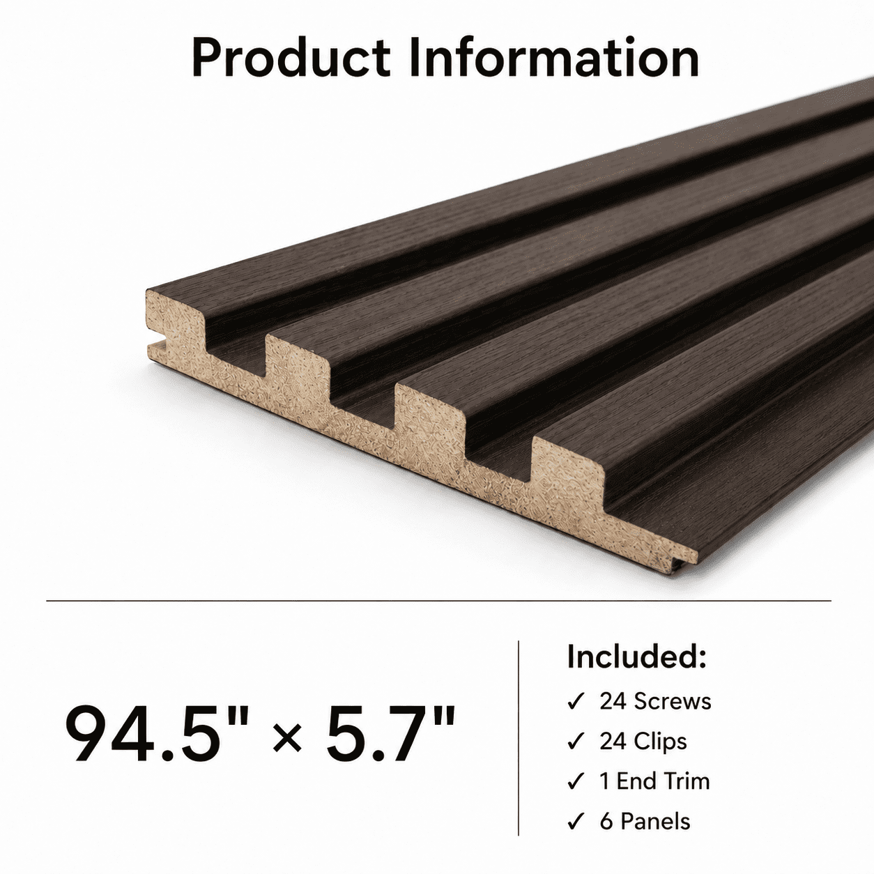 Yeslife 6-Piece 94.49'' x 5.7''x 0.67'' Solid Wood Slat Wall Panels for Interior and Ceiling Decor,22.44 Sq.ft/Case,Walnut