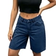 thumbnail image 6 of vdgthytj Jean Shorts Women Summer Wide Leg Mid Waist Baggy Streetwear Casual Denim Bermuda Shorts with Pockets, 6 of 7