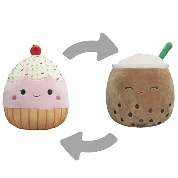 Squishmallows Flip-A-Mallows 12-Inch Brown Boba Tea and Pink Cupcake Plush - Add Bernice Clara to Your Squad Ultrasoft Stuffed Animal Medium-Sized Toy Official Kelly Toy