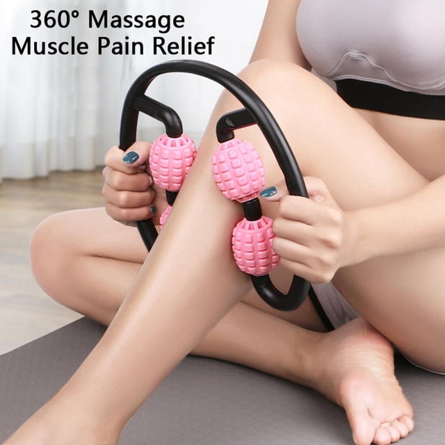 Masajeador de 360 ° Pierna Relajación muscular Rodillo Anillo Abrazadera Pierna Masaje Palo Yoga Moldeo corporal 4 ruedas Equipo de fitness para deportes, Rosa Fokelyi LN-1274