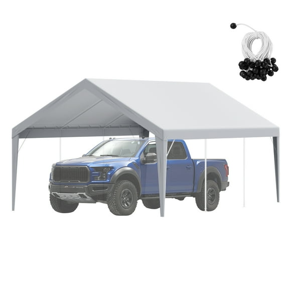 KFFKFF 13 x 20 Feet Carport Replacement Canopy Car Parking Tent Cover Gray