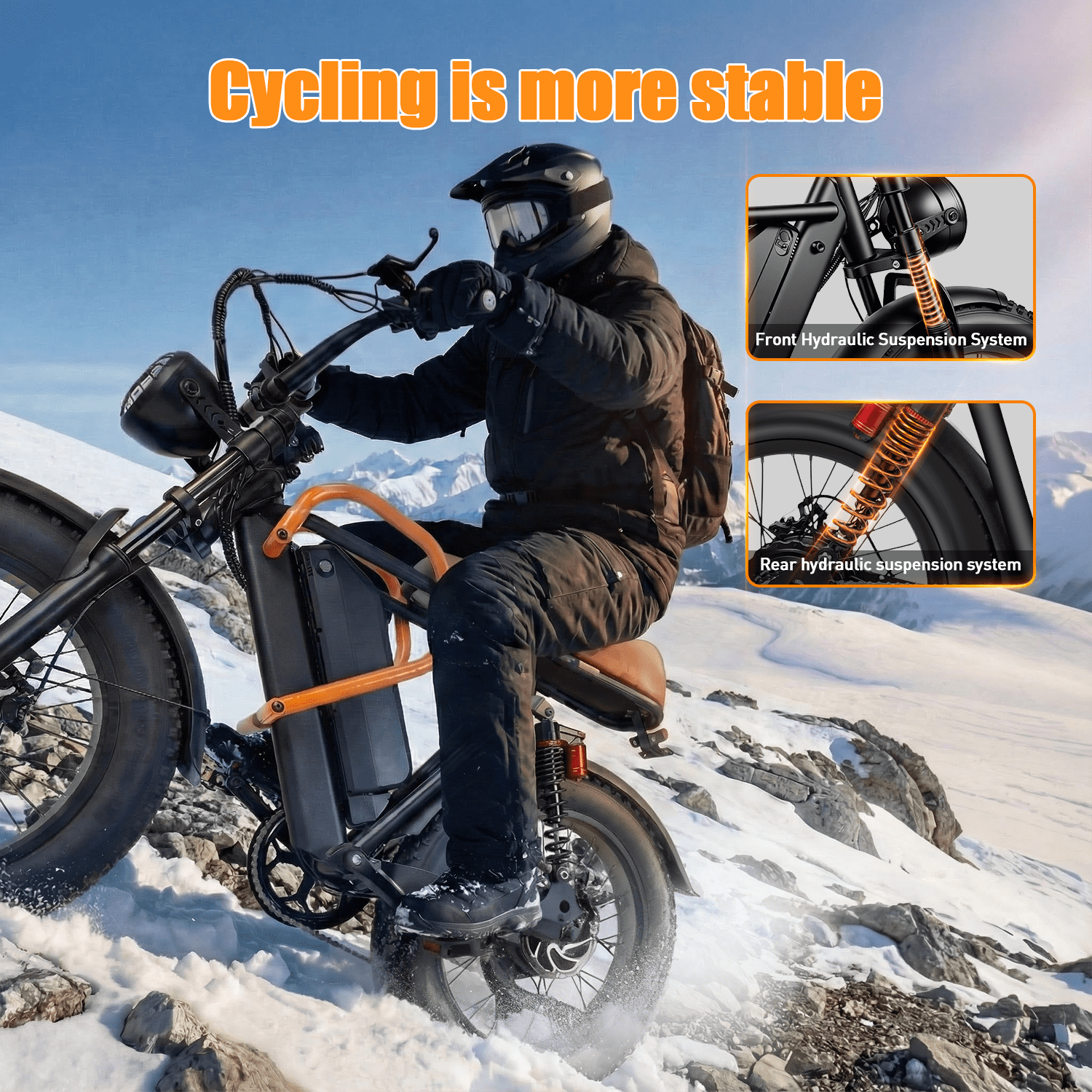Electric Bike for Adults, 1500W Peak , 30MPH Electric Bike,50Mlies, 20" Fat Tire E-Mountain Bikes, 864Wh Removable Battery Ebike, Full Suspension shock, 7-Speed, UL 2849,Dirt ebike
