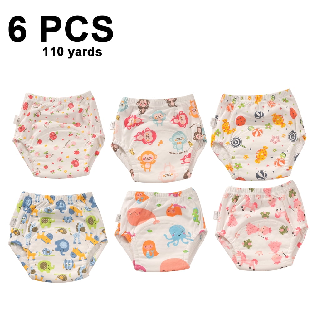 Baby Cotton Training Pants 6-Pack Padded 6 Layer Potty Training Underwear for Toddler Boys and Girls 