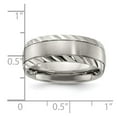 thumbnail image 2 of Titanium Polished With Brushed Center and Grooved Edge 8mm Band Size 8.5 Ring for Women and Men, 2 of 2