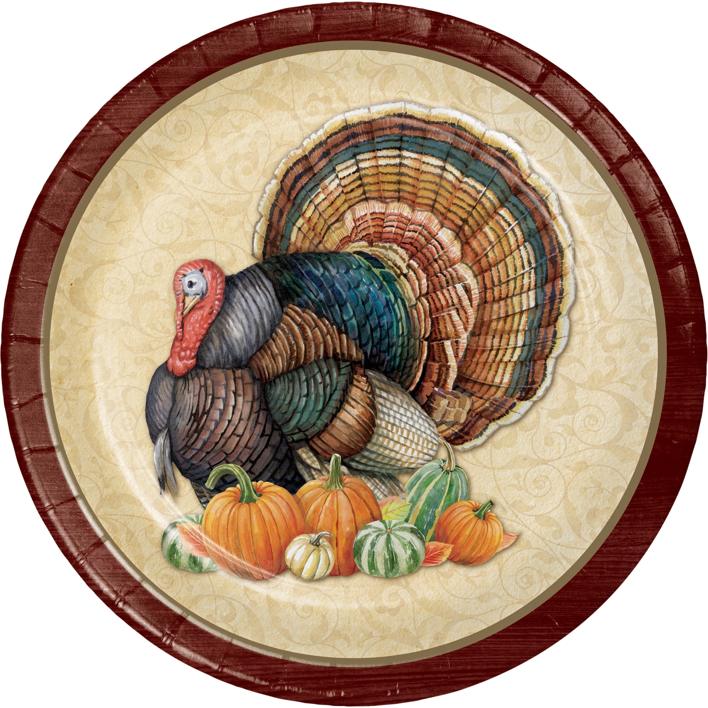 Harvest Turkey Dessert Plates, 24 Count for 24 Guests