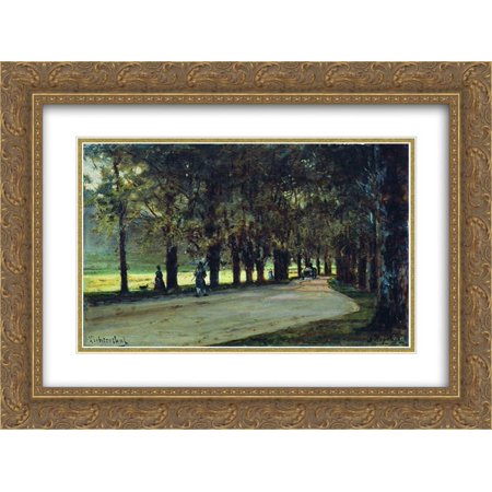 Alexey Bogolyubov 2x Matted 24x20 Gold Ornate Framed Art Print 'Alley in the park, Liechtenstein'