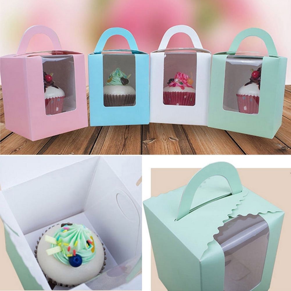 10 White Fairy Cupcake Muffin cake Boxes 6'' x 6'' x 3" 
