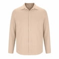 thumbnail image 5 of Men Long Sleeve Shirts Casual Solid Pockets Turndown Collar Button-Up Shirts Blouse, 5 of 9