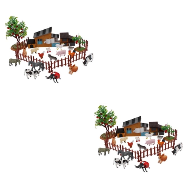 Vogacara Juego de 21 piezas de animales de granja, figuras de animales de granja diminutas realistas, juguete para niños de fiesta Tipo 1 2piezas