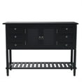 thumbnail image 3 of Narrow Console Table with 6 Drawers & 2 Shutter Doors & Bottom Shelf, Modern Solid Wood Accent Sideboard Buffet Storage Cabinet with Elegant Legs and Metal Handles, Living Room Sofa Side Table Black, 3 of 7
