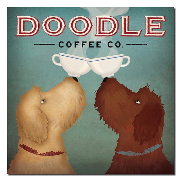 Adorable Tan and Brown Doodle Doodle Coffee Company Print by Ryan Fowler; One 12x12in Paper Poster Print