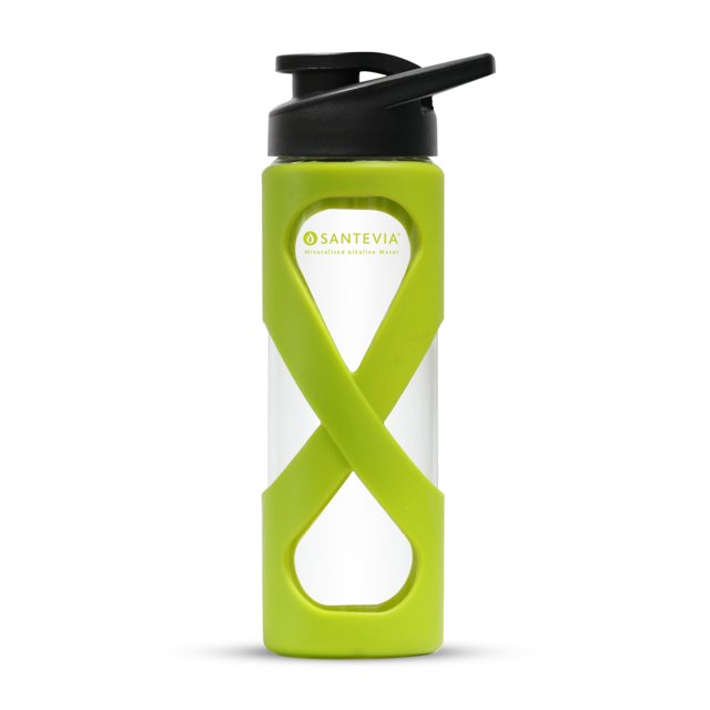 Santevia Green Glass Water Bottle | Silicone Sleeve | 17oz/700mL