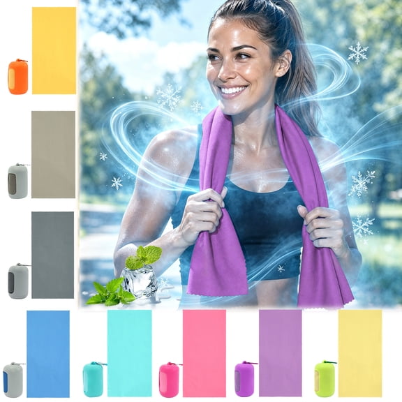 WDOBM Reusable Washcloths, 40x80cm Fast‑Cool Sports Towel With Silicone Storage Case, Highly Absorbent Quick Dry Machine Washable, Lightweight Sport Towels for Travel Fitness