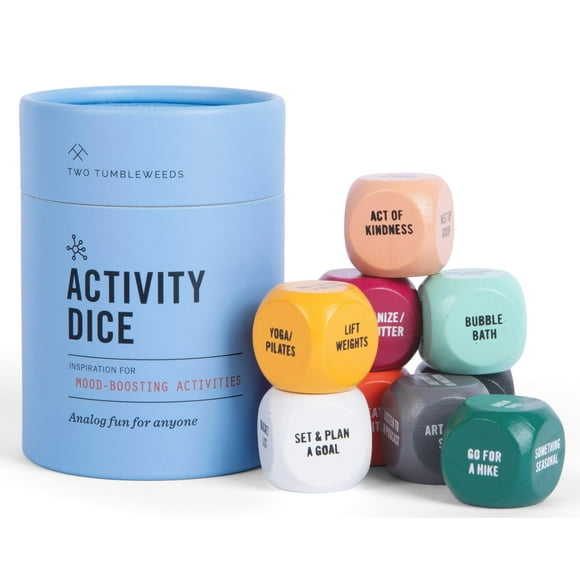 Two Tumbleweeds Mood-Boosting Activity Dice - Set of 9 Dice for Increasing Happiness & Well-Being - Game for Adults, Teens, Therapists, Retirees