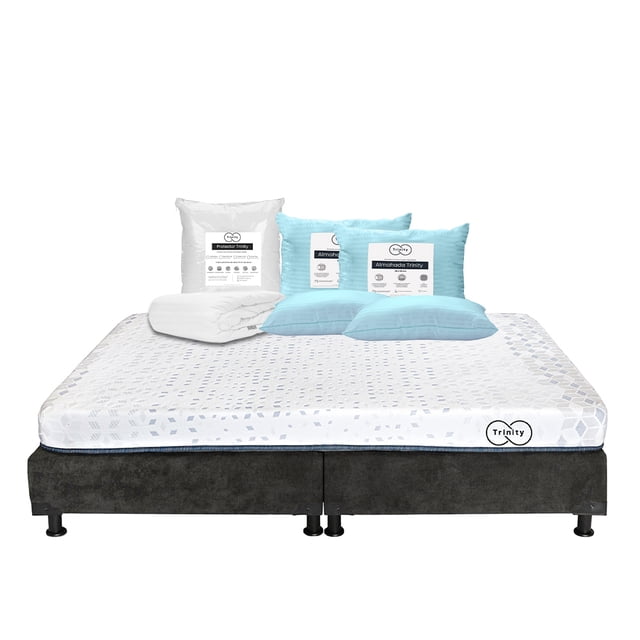 Colchón King Size Trinity + Box + 2 Almohadas Trinity + Protector de Colchón