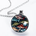 thumbnail image 2 of Fish Elegant Circular Glass Pendant Necklace - Stylish Necklaces for Women, 2 of 5