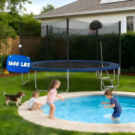 Shengchao Trade Trampoline 14 ft Round 1600 lb Capacity Heavy Duty with Enclosure for Adults and Kids