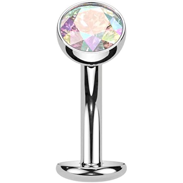 Titanium Bezel CZ Ball Top with Threadless Floating Convex Belly Navel