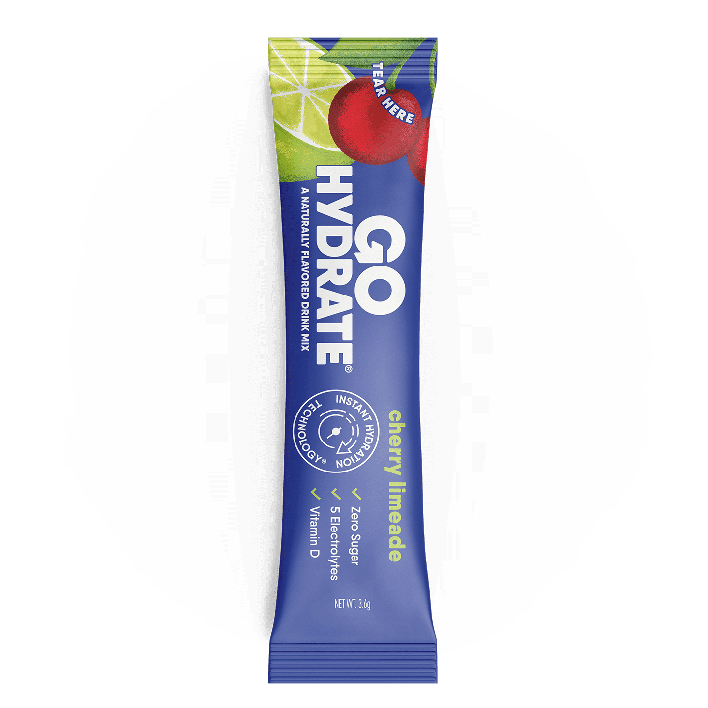 lectrolyte Hydration Drink Mix with Vitamin D, Non GMO Electrolyte Powder Hydration Pack, Cherry Limeade, 30 Hydration Powder Packets - GoHydrate
