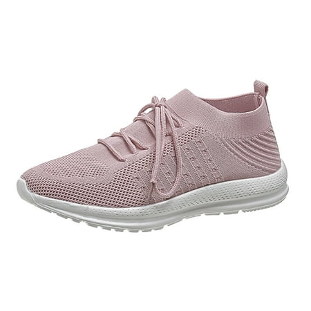 

Sneakers for Women Ladies Fashion Solid Color Mesh Breathable Lace Up Soft Bottom Flat Casual Sports Shoes Womens Sneakers Mesh Pink 37