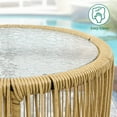 thumbnail image 6 of Dextrus 3-Piece Outdoor Patio Furniture Wicker Bistro Set, All-Weather Rattan Conversation Chairs for Backyard, Balcony and Deck with Soft Cushions, Glass Side Table (Light Brown+Navy Blue), 6 of 9