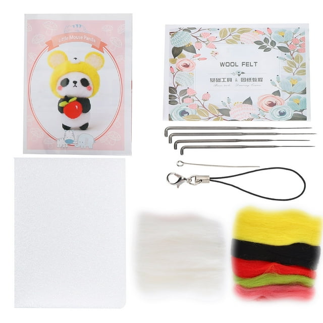 Kit de fieltro de aguja, suministros de fieltro de lana, muñeco de peluche de Animal, material de fabricación DIY, 124 # Ratoncito