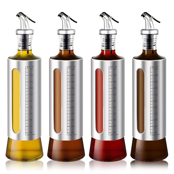 DFITO 500ML Olive Oil Bottle Dispenser, 4 Pack Leakproof Oil And