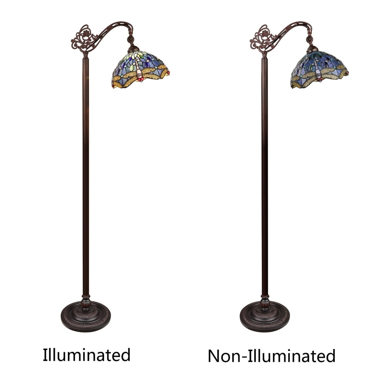 CHLOE Lighting SUNNIVA Dragonfly-Style 1-Light Dark Bronze Finish Reading Floor Lamp 11" Shade