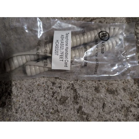 7 Foot Ash Handset/Curly/Coiled Cord