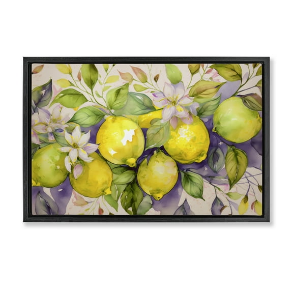 Stupell Industries Cottage Lemon Blooms Food & Beverage Painting Black Floater Framed Canvas Art Print Wall Art, 25 x 17